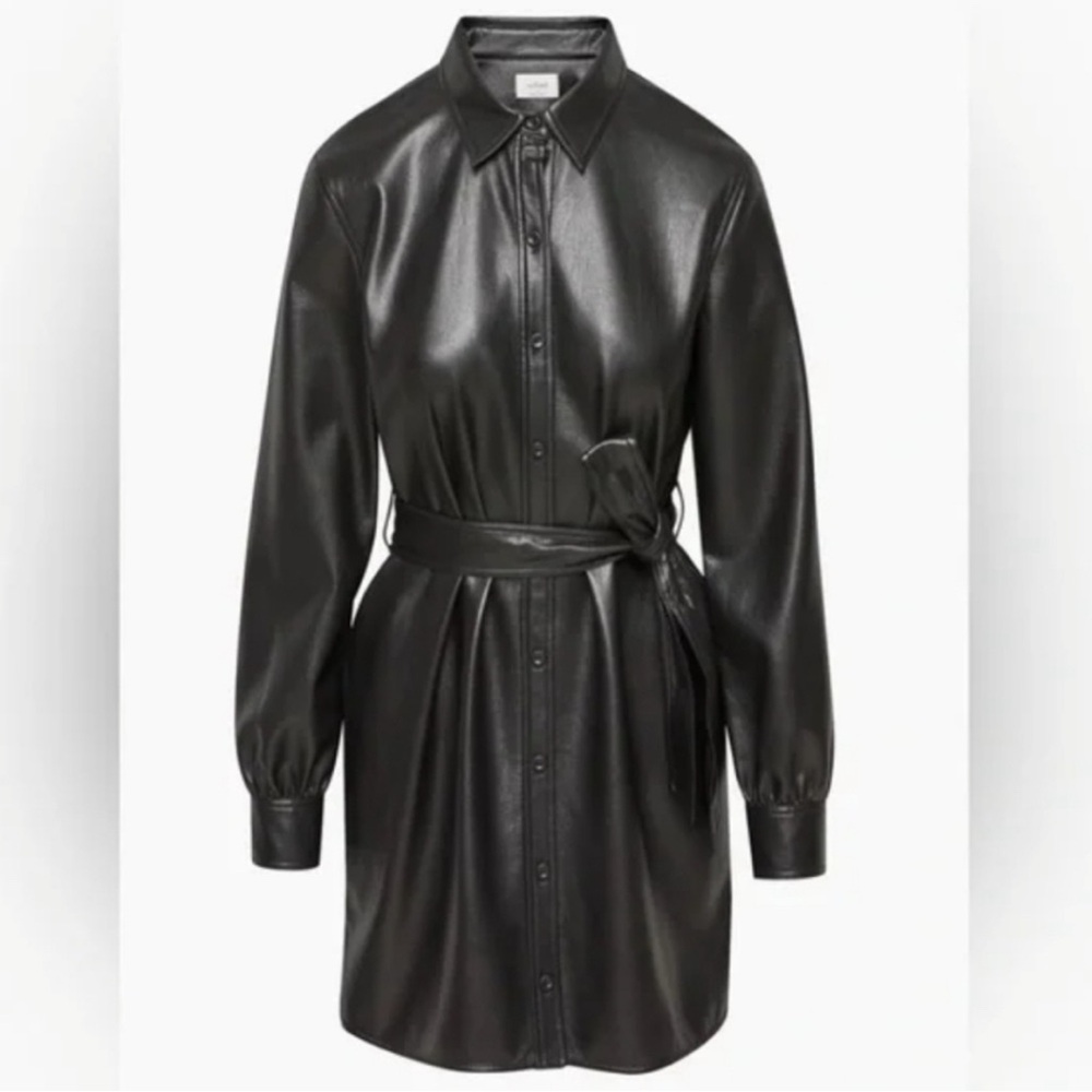 Aritzia Wilfred Dress Black Vegan Leather